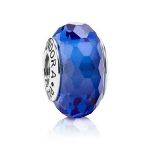 Pandora blue faceted murano